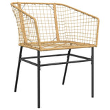 7 Piece Garden Dining Set Brown Poly Rattan Glass 3334594