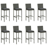 9 Piece Garden Bar Set with Cushions Poly Rattan Grey 3095409