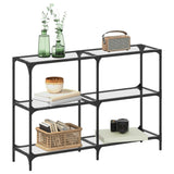 Console Table with Transparent Glass Top 118.5x30x81 cm Steel 846030