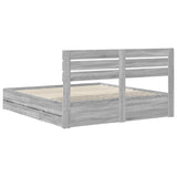 Bed Frame with Drawer Grey Sonoma 200 x 200 cm Engineer Wood 3411483