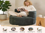 Adult Velour Lazy Sofa Chair Comfy Reading Gaming Lounge Boneless Sofa Suitable for Small Spaces T6608P588751