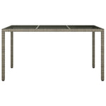 Garden Table 150x90x75 cm Tempered Glass and Poly Rattan Grey 316708