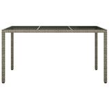 Garden Table 150x90x75 cm Tempered Glass and Poly Rattan Grey 316708