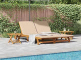 Sun Lounger Reclining with Cushion Beige Solid Acacia Wood 3407701