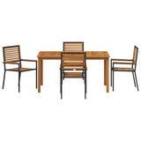 Garden Dining Set 5 pcs Black Solid Acacia Wood 3365517