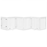 Dog Gate with Door Foldable 6 Panels White 300 cm Poplar Wood 352245