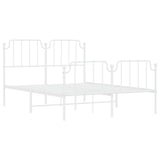 ZNTS Metal Bed Frame with Headboard and Footboard White 140x190 cm 373954