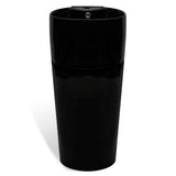 ZNTS Ceramic Stand Bathroom Sink Basin Faucet/Overflow Hole Black Round 141943