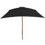 ZNTS Garden Parasol with Wooden Pole Black 200x300 cm 313760