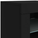 Side Cabinet with LED Lights Black Engineered Wood 836632