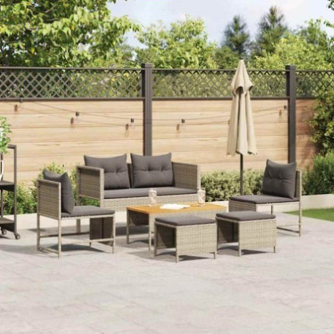 Garden Sofa Set 6 pcs Light grey and dark grey Poly Rattan 4104705