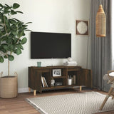 TV Cabinet with Solid Wood Legs Smoked Oak 103.5x35x50 cm 813158