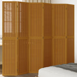 ZNTS Room Divider 6 Panels Brown Solid Wood Paulownia 358827