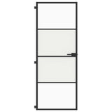 Interior Door Slim Black 76x201.5 cm Tempered Glass and Aluminium 155116