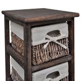 Wooden Storage Rack 4 Weaving Baskets Brown 240800