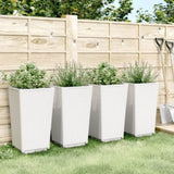 Garden Planters 4 pcs White 32.5x32.5x57 cm PP 367854