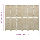 6-Panel Room Divider 210x165 cm Solid Wood Paulownia 338581