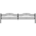 ZNTS Fence Gate with Spear Top Black 406x120 cm Powder-coated Steel 151099