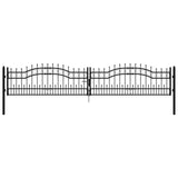 ZNTS Fence Gate with Spear Top Black 406x120 cm Powder-coated Steel 151099