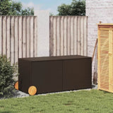 Garden Storage Box with Wheels Brown 283L Poly Rattan 365317