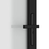 Interior Door 76x201.5 cm Black Matt Glass and Aluminium 350552