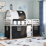 Bunk Bed without Mattress White&Black 75x190 cm Small Single Solid Wood Pine 3284003