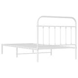 Bed Frame White Powder-Coated Steel Single Bed Frame 352622