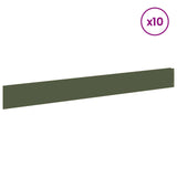 Lawn Edging 10 pcs 100 x 12 cm Steel Olive Green 8008796