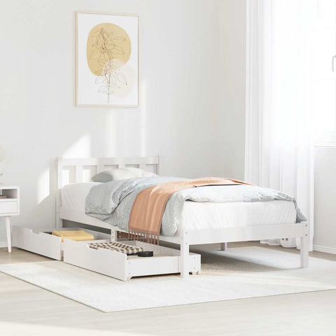 Bed Frame without Mattress White 75x190 cm Small Single Solid Wood Pine 3301460