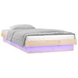 LED Bed Frame without Mattress Single Solid Wood 820002