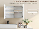 Arched Bathroom Mirror Cabinet with Adjustable Shelves - White T3398P423513