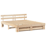 Bed Frame with Headboard Brown 200 x 200 cm Solid Pine Wood 3382262
