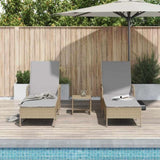 Sun Lounger Reclining 3 pcs Beige and Light Grey Poly Rattan 365435