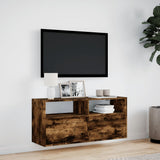 TV Wall Cabinet with LED Lights Smoked Oak 100x31x45 cm 852338