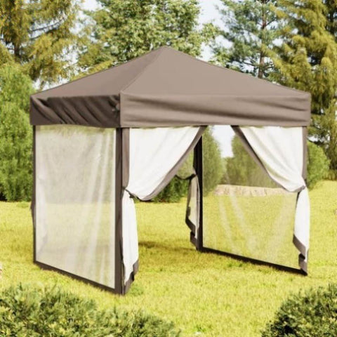 ZNTS Folding Party Tent with Sidewalls Taupe 2x2 m 93512