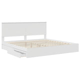 Storage Bed with Headboard White 200 x 200 cm Engineered Wood 3411173