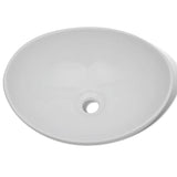 Bathroom Basin with Mixer Tap Ceramic Oval White 275497