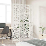 Room Divider 4 Panels White Solid Wood Paulownia 358740