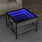 ZNTS Coffee Table with Infinity LED Grey Sonoma 50x50x38 cm 847700