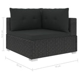 6 Piece Garden Lounge Set with Cushions Poly Rattan Black 46745