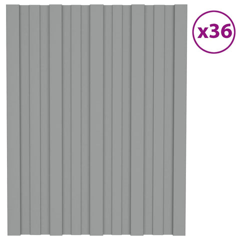 ZNTS Roof Panels 36 pcs Galvanised Steel Grey 60x45 cm 317190