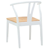 Dining Chair 2 pcs White and Natural Solid Rubber Wood 42020416