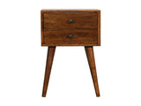Solid Wood Mini Chestnut Bedside, 2 Drawers, Dark Brown B2743P402950