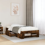 Bed Frame without Mattress Smoked Oak 75x190 cm Small Single Engineered Wood 3295531