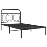 Metal Bed Frame without Mattress with Headboard Black 100x190cm 377111