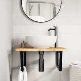 Basin Shelf Wall Mounted Steel and Solid Wood Oak 3302479