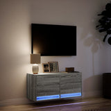 TV Wall Cabinet with LED Lights Grey Sonoma 80x31x35 cm 852360