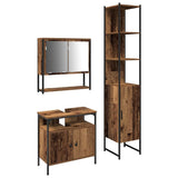 Bathroom Furniture Set with Door 3 pcs Old Wood Engineered Wood 3332575