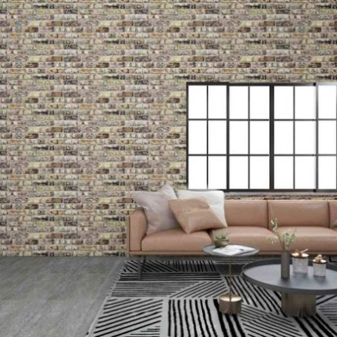 3D Wall Panels with Multicolour Brick Design 10 pcs EPS 147204
