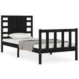 Bed Frame without Mattress Black Small Single Solid Wood Pine 3192780